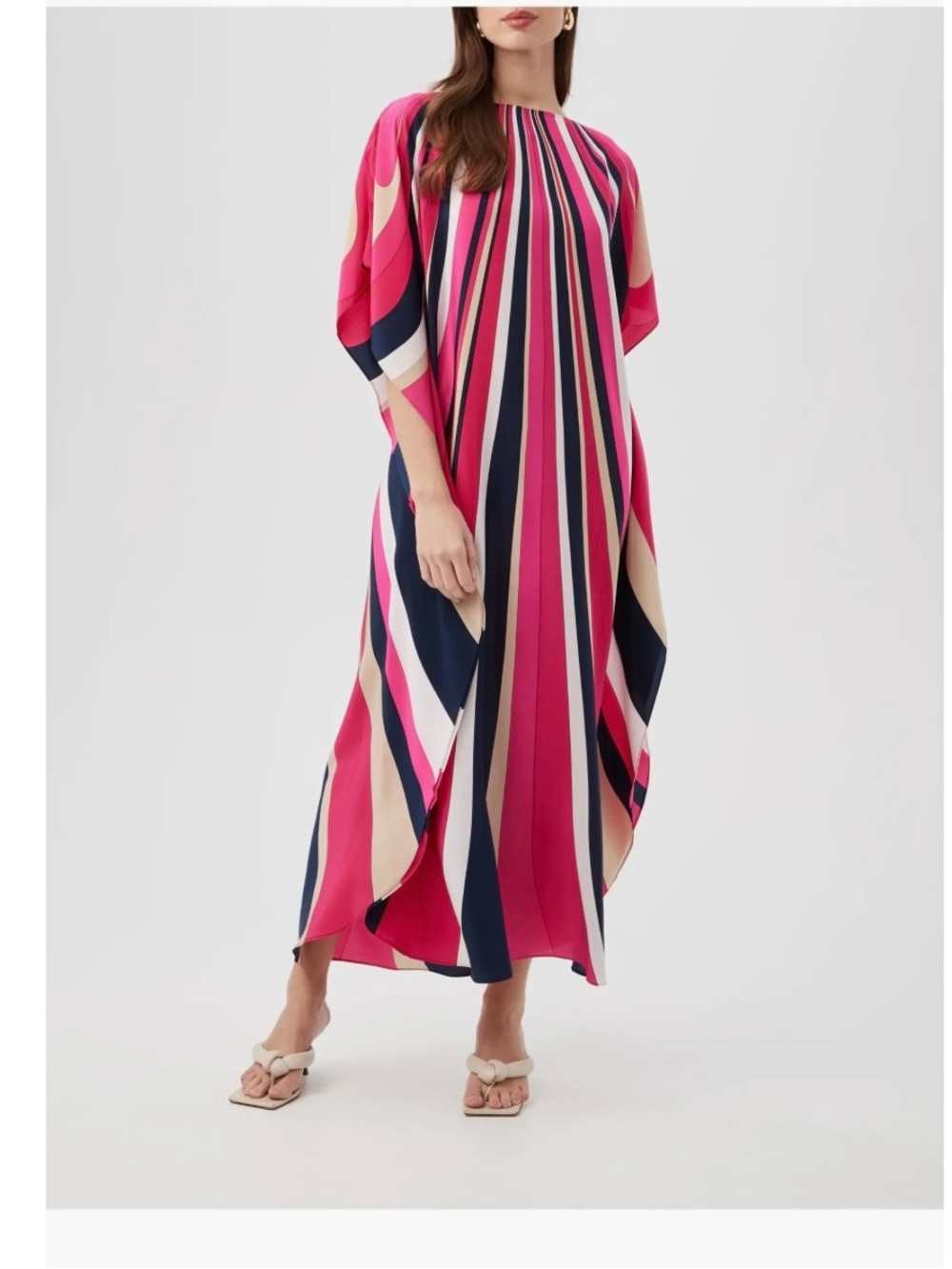 Trina Turk Multi Striped Maxi Caftan Dress